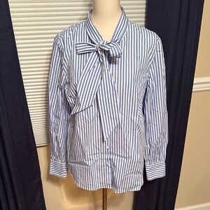 Talbots Women’s Blue and White Striped Blouse